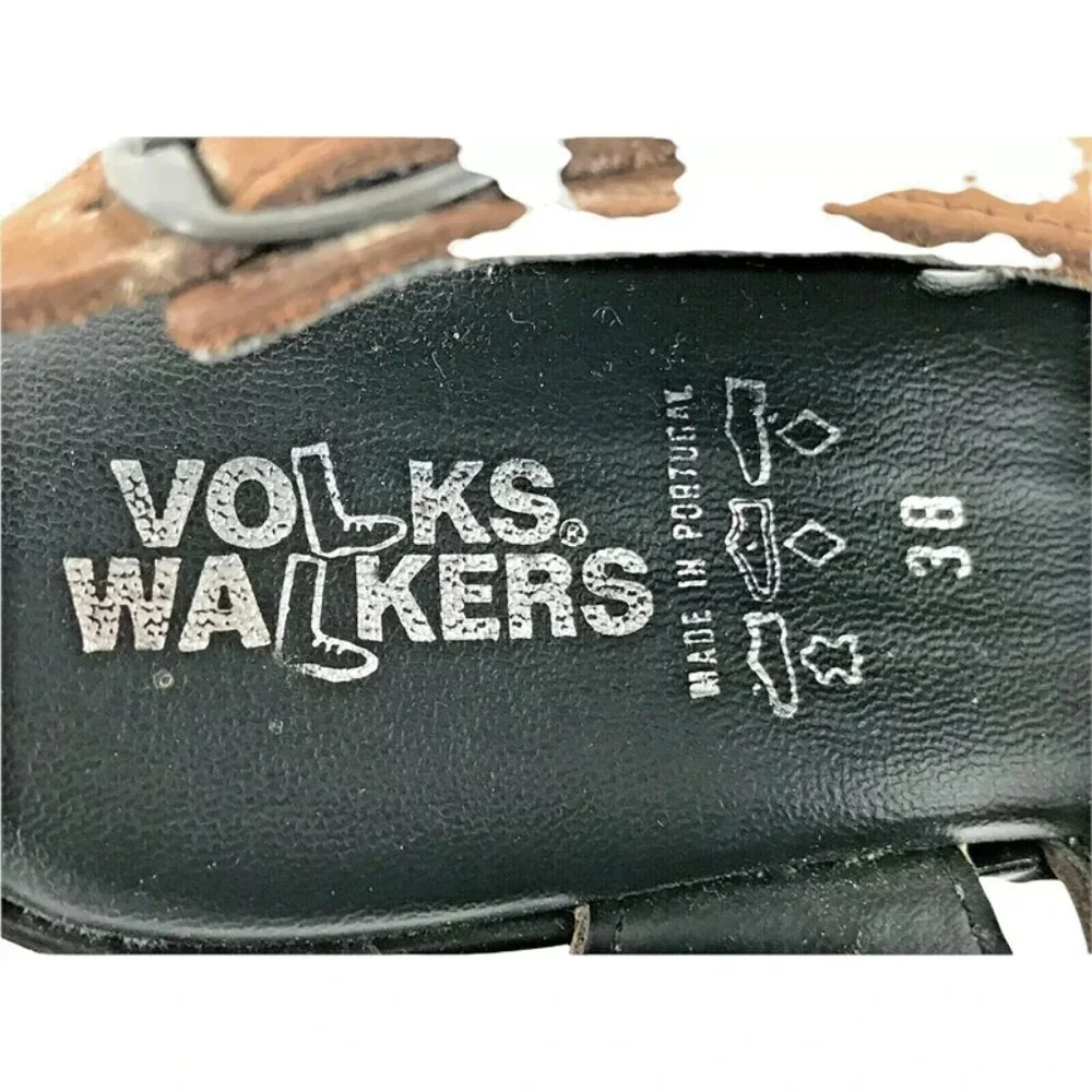 Volks‎ Walkers Girls Brown Leather Adjustable Buckle Strappy Sandals Size US 7.5